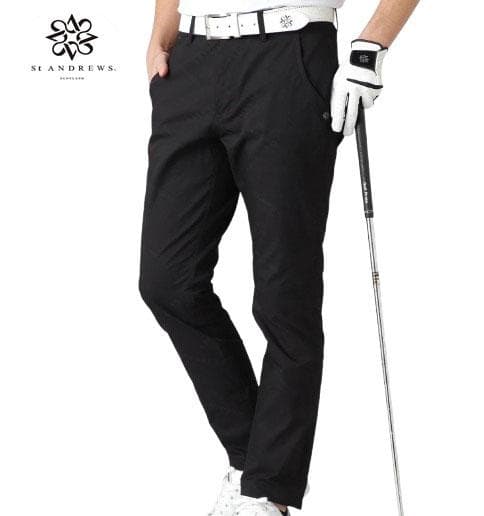 ○★新品未使用　St ANDREWS　クロッシングロゴジャガードパンツ　M　黒