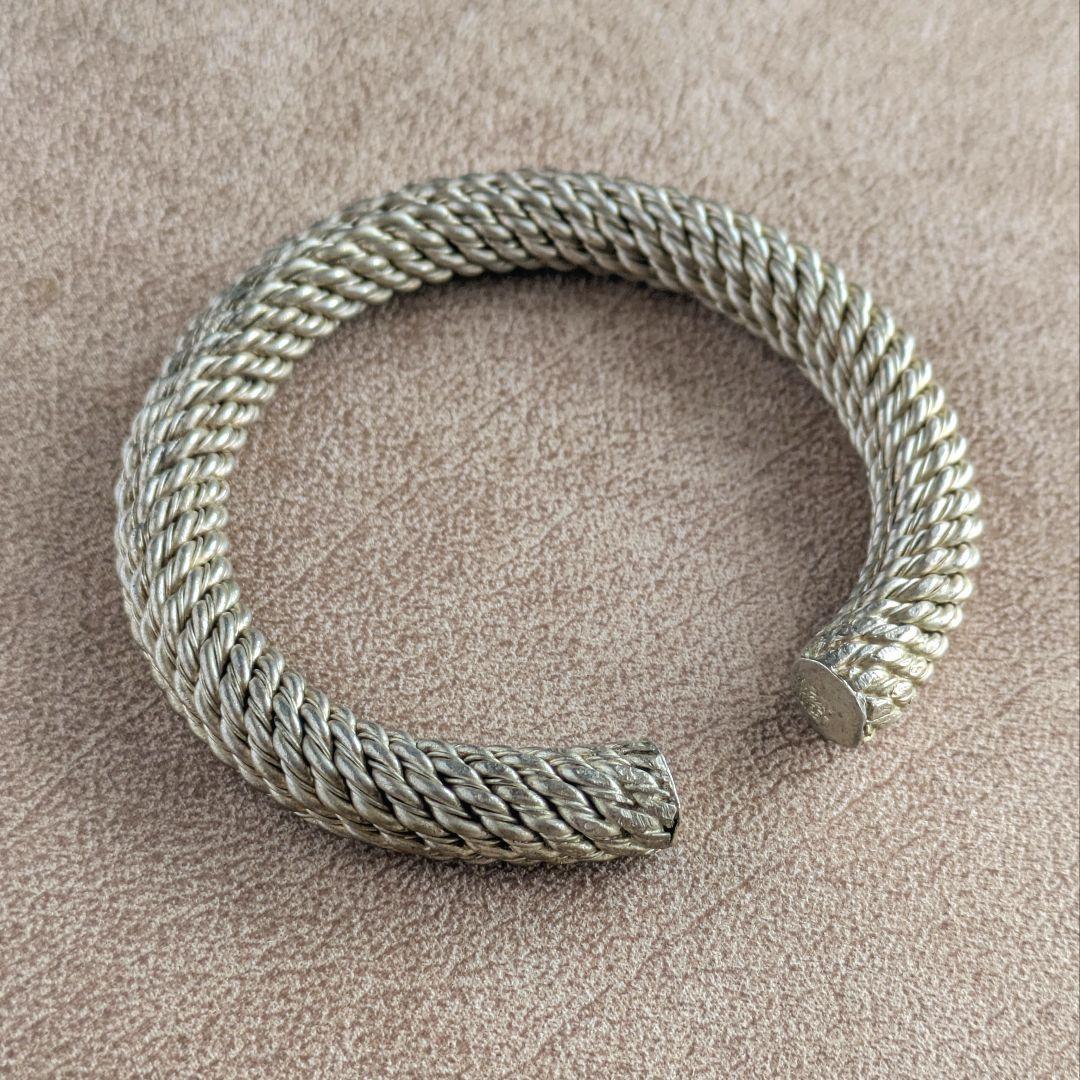 純銀 刻印あり シルバー アンティーク バングル 110g