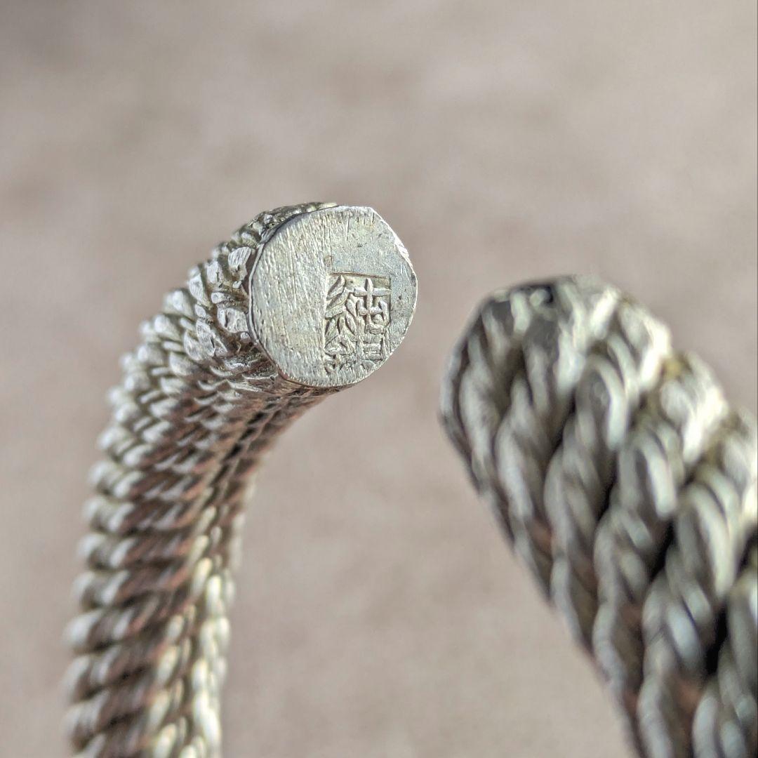 純銀 刻印あり シルバー アンティーク バングル 110g