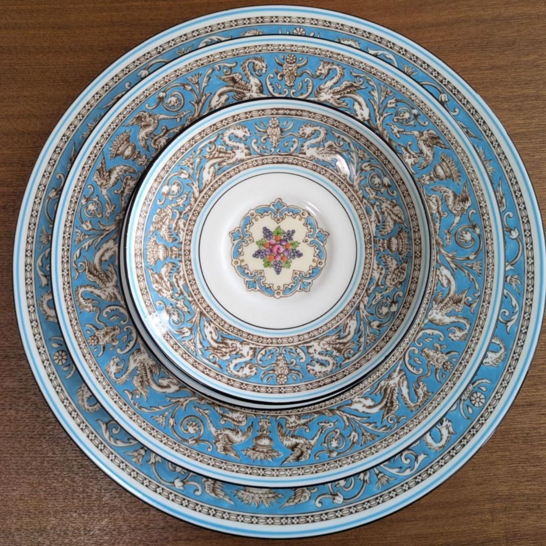 【英国ヴィンテージ】ウェッジウッド フロレンティーン ターコイズ 5点セット