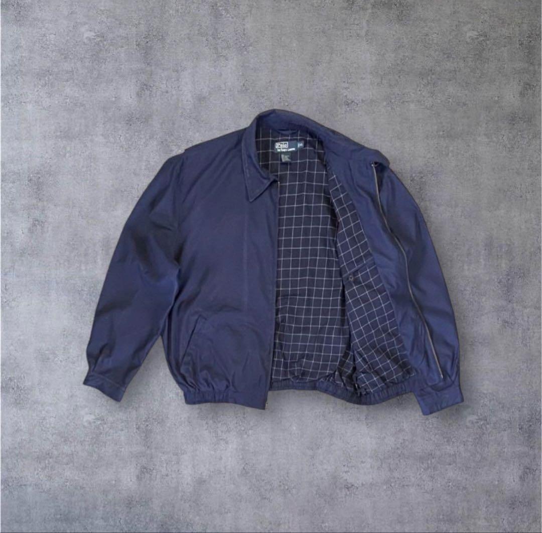 90'S RALPH LAUREN チンスト付き ドリズラージャケット ネイビー