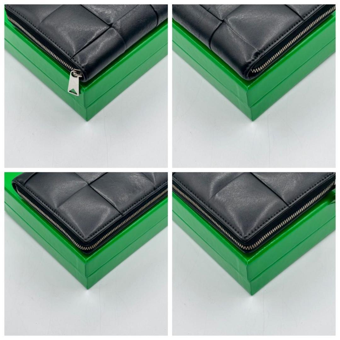 美品 IC ボッテガヴェネタ 箱袋付属 カセット ラウンドファスナー 長財布 黒