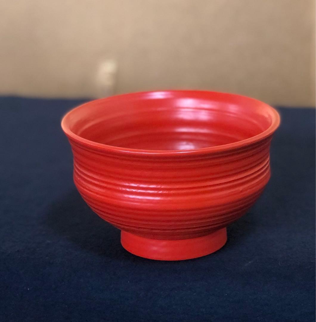 《R》洗朱挽目椀5客 多用椀 十時啓悦 木製漆器 略歴 共箱 251208お4