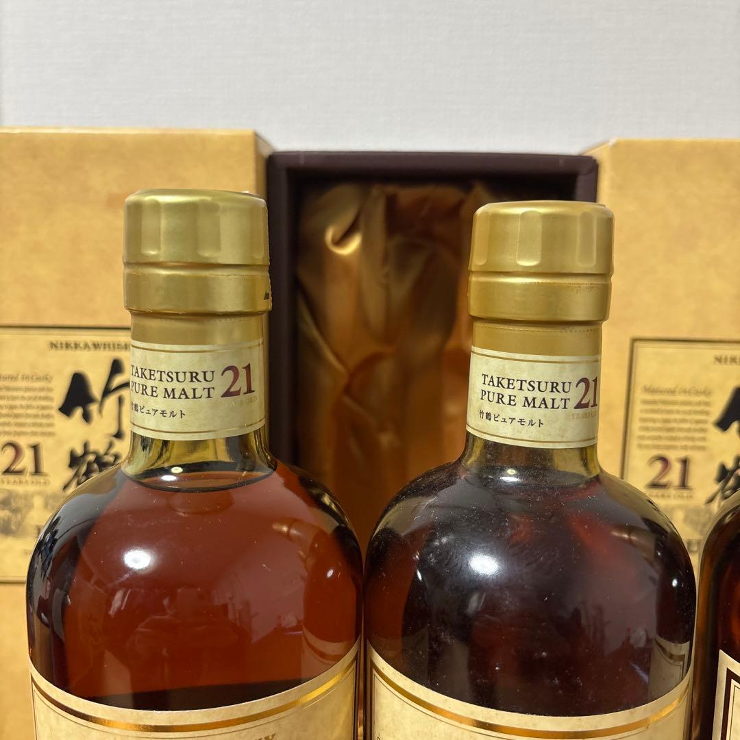ニッカウイスキー 竹鶴21年 ピュアモルト 4点セット　未開栓　箱２点付き