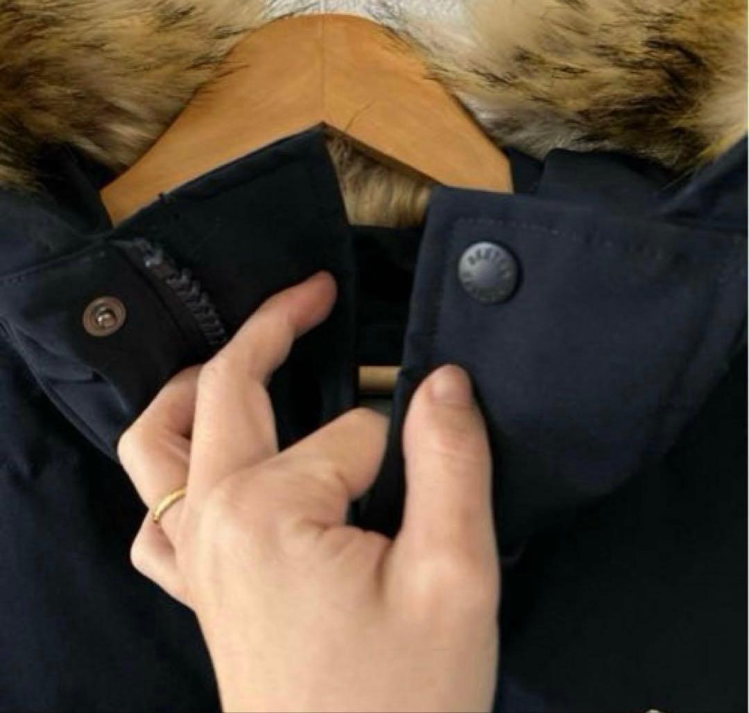 ダントン★ファー付きダウンジャケット　ネイビー　サイズM ナイロンタッサーkm