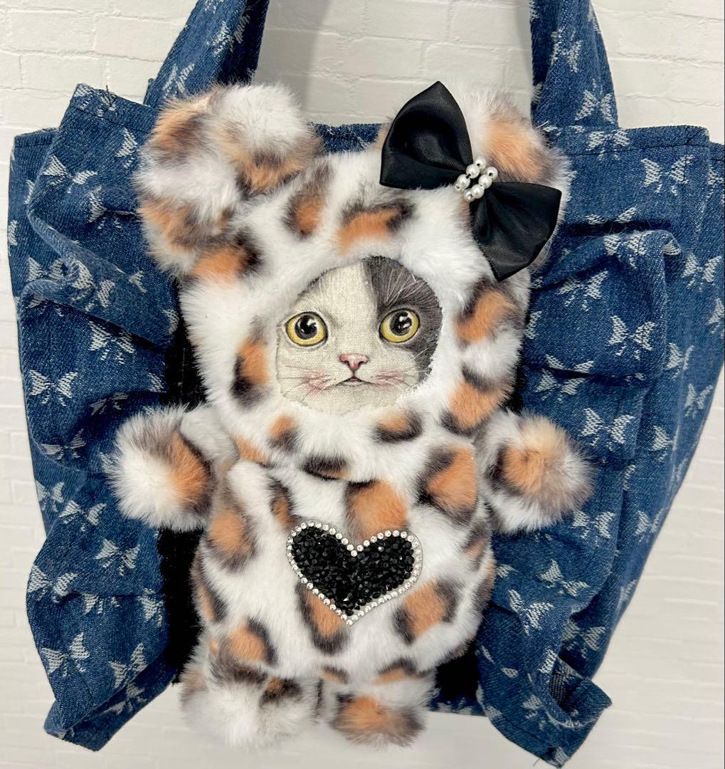 黒*こ様 コヤンイサムチョン 黒猫 デニムトートバッグ