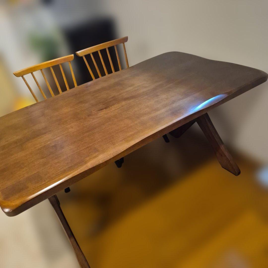 1/15まで　天然木　ダイニングテーブル X型脚135×80送料込み