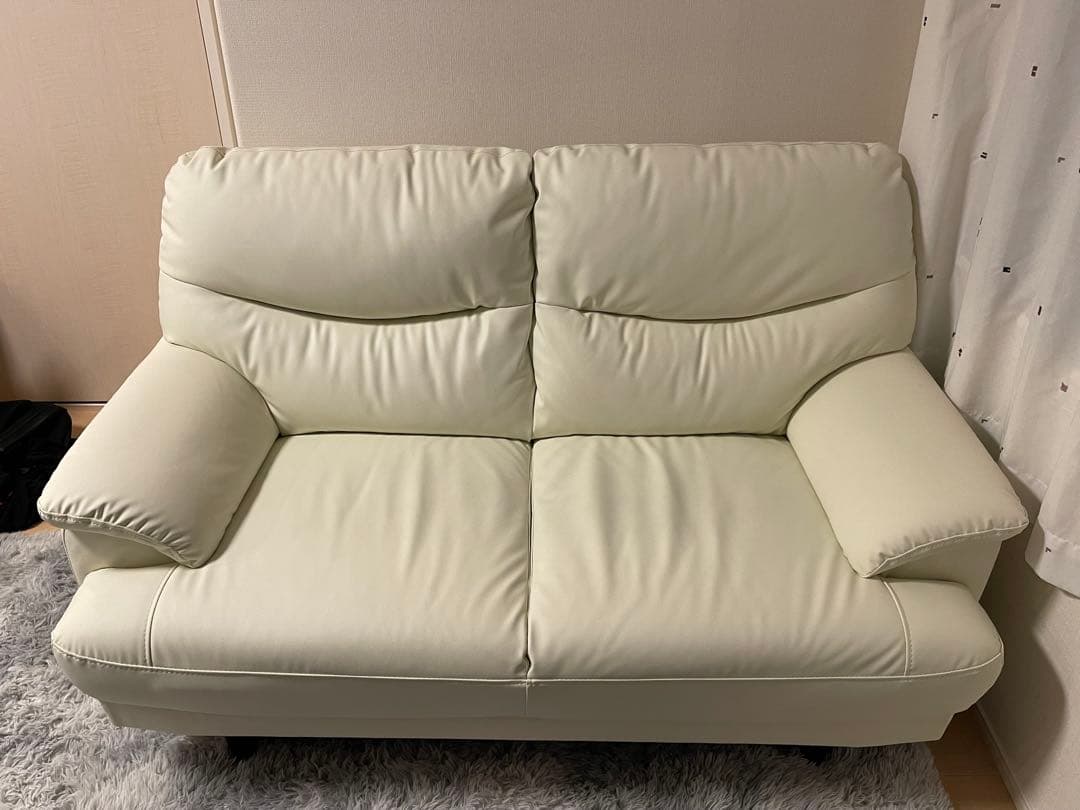 ニトリ 傷・汚れに強い合成皮革 2人用ソファ(NシールドIV) アイボリー