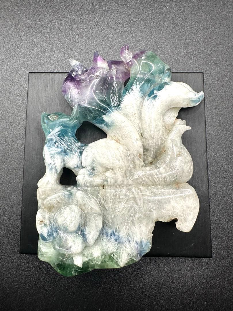 エンジェルフローライト九尾　置物　台座つき