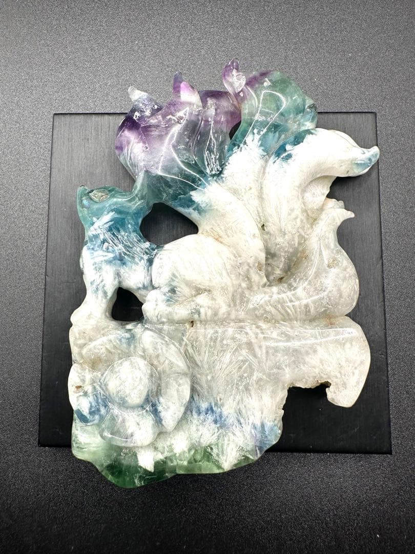 エンジェルフローライト九尾　置物　台座つき