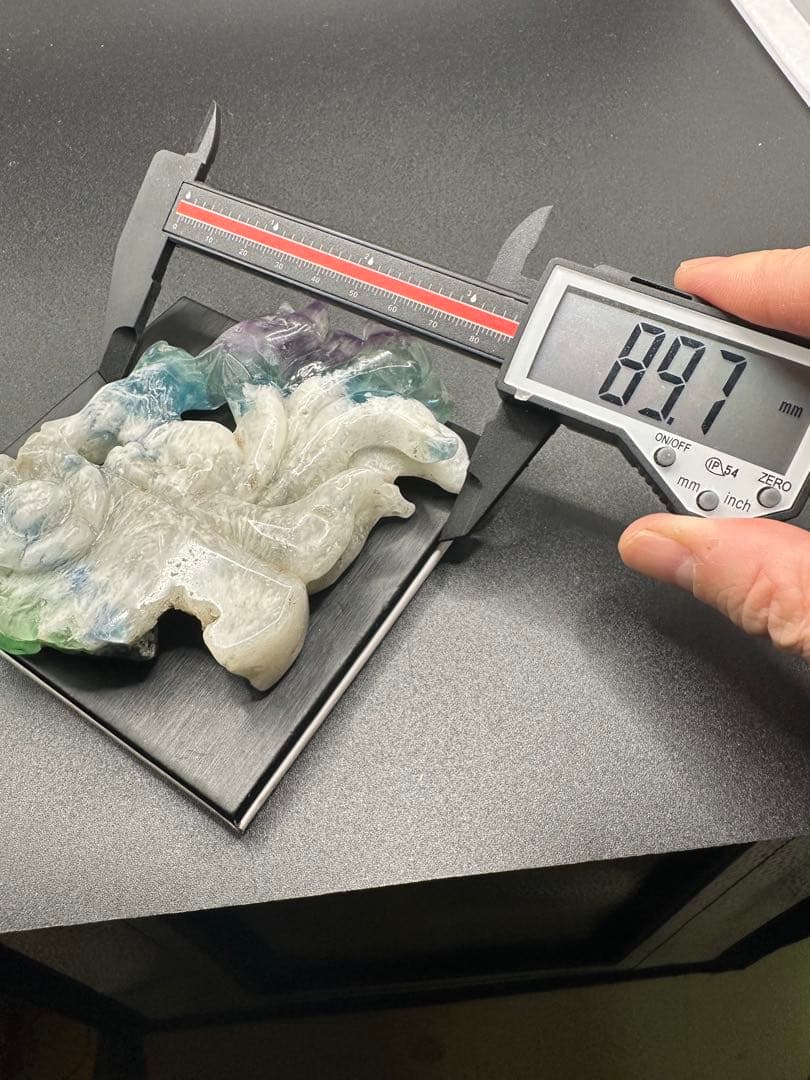 エンジェルフローライト九尾　置物　台座つき