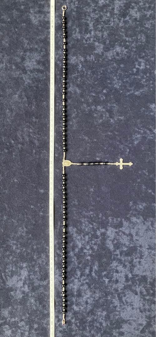 ロザリオネックレス　オニキス　手編みロザリオ　長崎編み