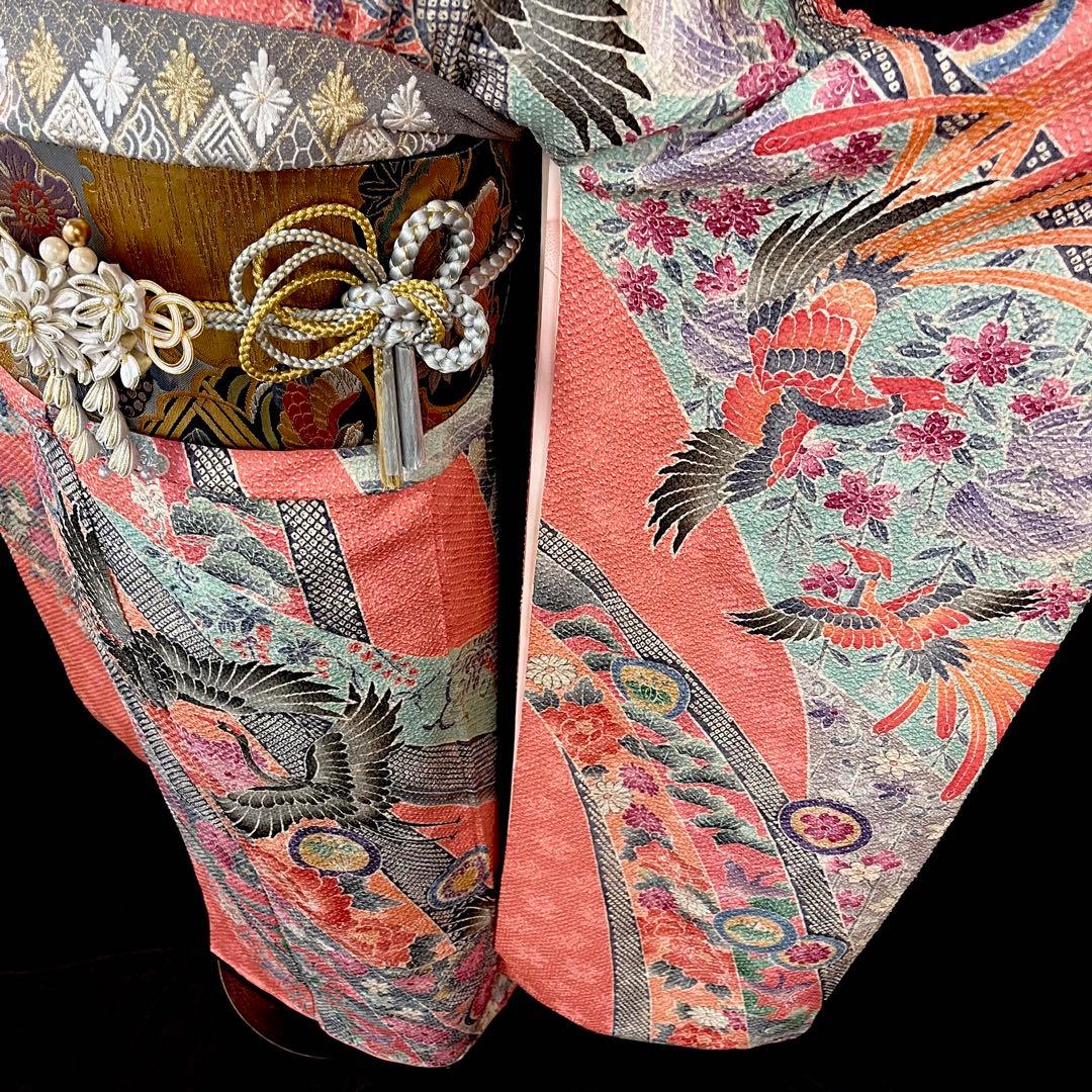 ◾️振袖フルセット■藤娘きぬたや■吉祥鶴模様■総絞り■振袖一式成人式振り袖