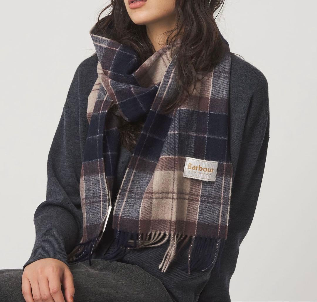 barbour 国内EXCLUSIVE タータンチェックマフラー ベージュ