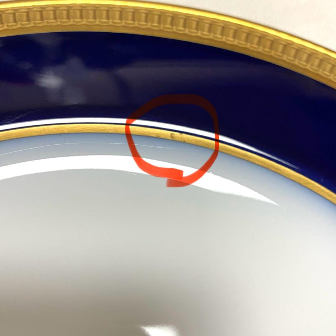 大倉陶園☆瑠璃ロイヤルクラウンエンボス☆26cmディナープレート5枚☆赤スタンプ