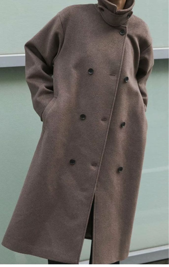 ブラウン ウールロングコート