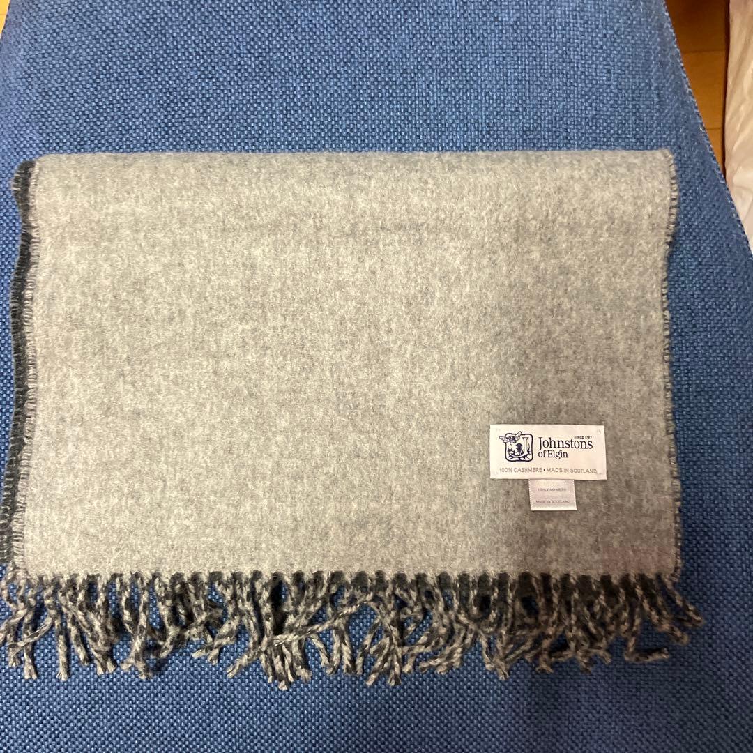 Johnstons of Elgin 100%カシミヤ マフラー グレー　メンズ