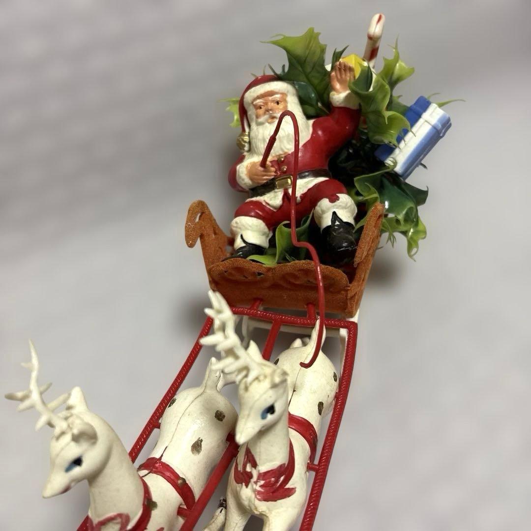 ヴィンテージXmasサンタクロースとトナカイのソリ