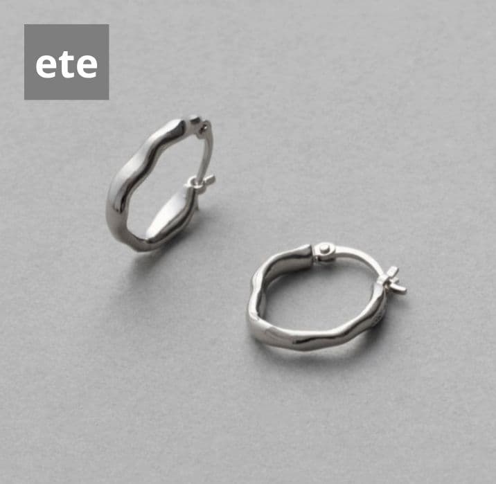 ete フープピアス プラチナム ポストK18 ニッケルフリー