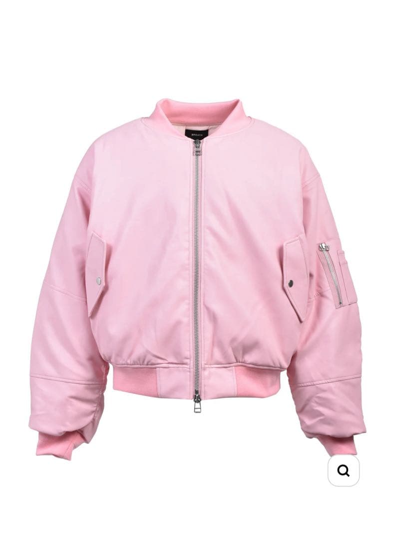 ジャケット・アウター BREATH FAUX LEATHER BOMBER JACKET / PINK