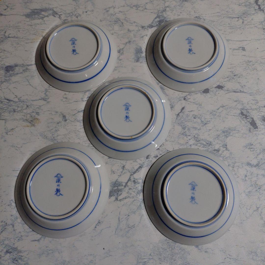深川製磁 深小皿金ミル牡丹五客揃 新品未使用 杉共箱付