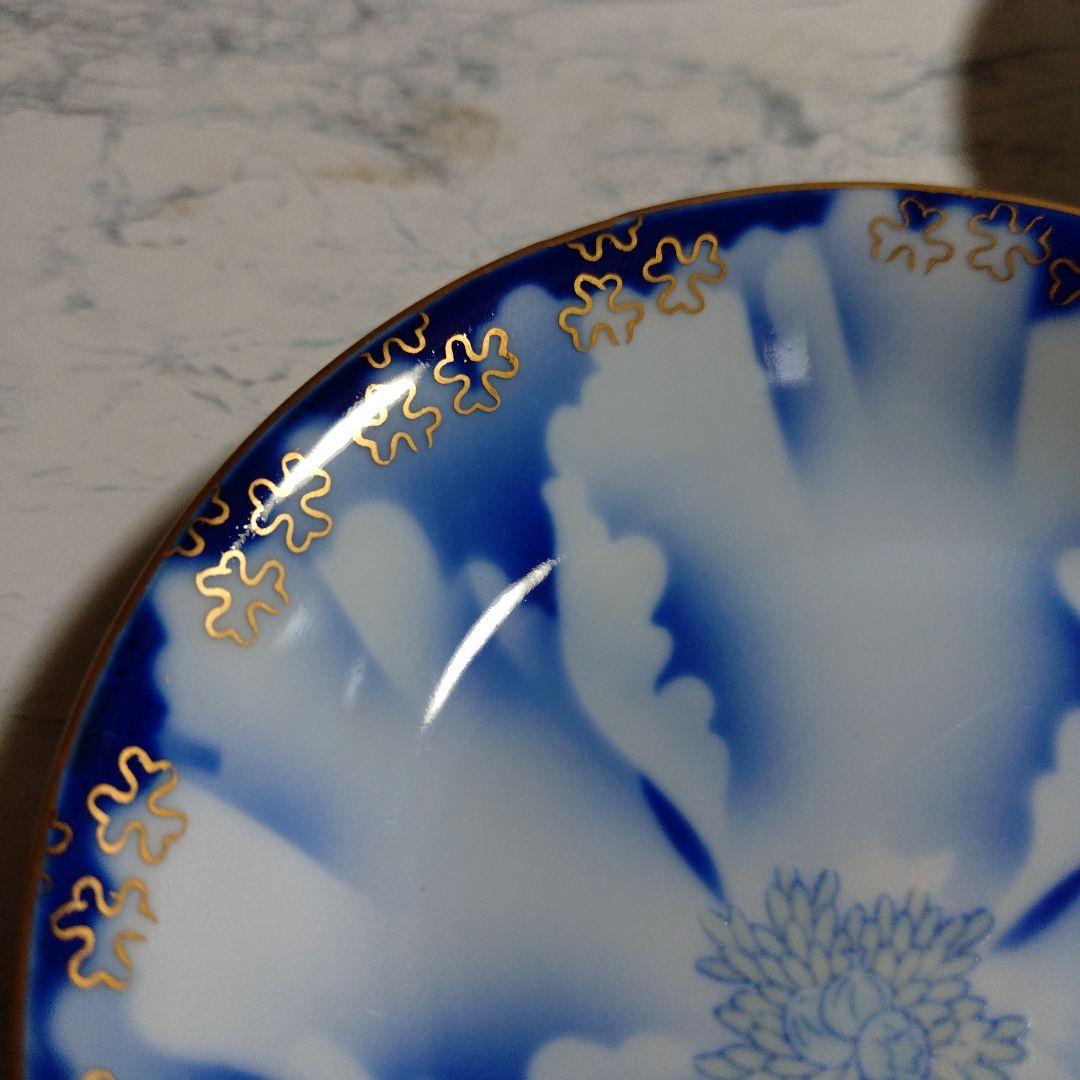 深川製磁 深小皿金ミル牡丹五客揃 新品未使用 杉共箱付