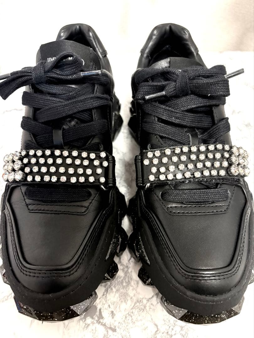 【極美品】JIMMY CHOO ビジュー 黒 厚底 スニーカー 36 23cm