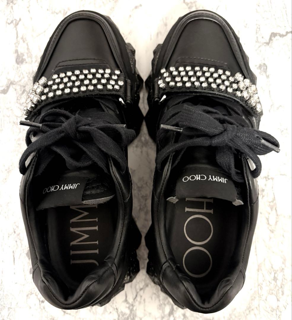 【極美品】JIMMY CHOO ビジュー 黒 厚底 スニーカー 36 23cm