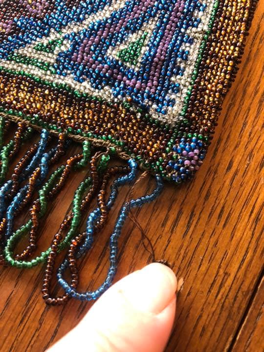 アンティーク　マイクロガラスビーズ　バッグ　v