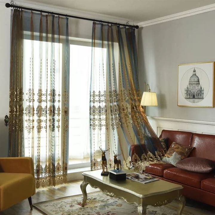 ley148 トルコ技術 刺繍レース レースカーテン オーダーカーテン 2枚入り