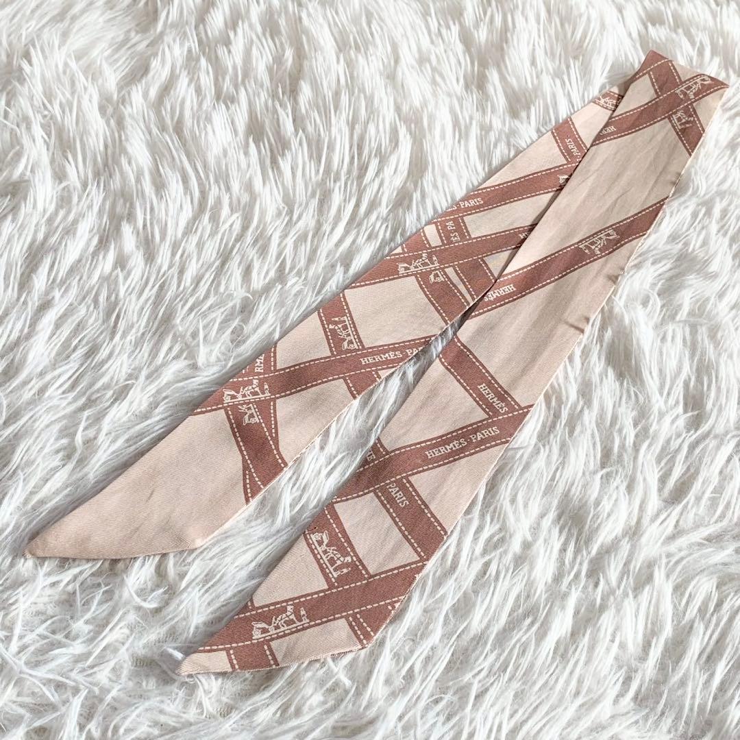 HERMES　エルメス　ボルデュックリボン　ツイリー　スカーフ　シルク