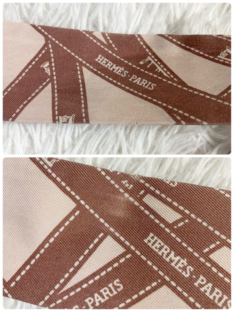 HERMES　エルメス　ボルデュックリボン　ツイリー　スカーフ　シルク