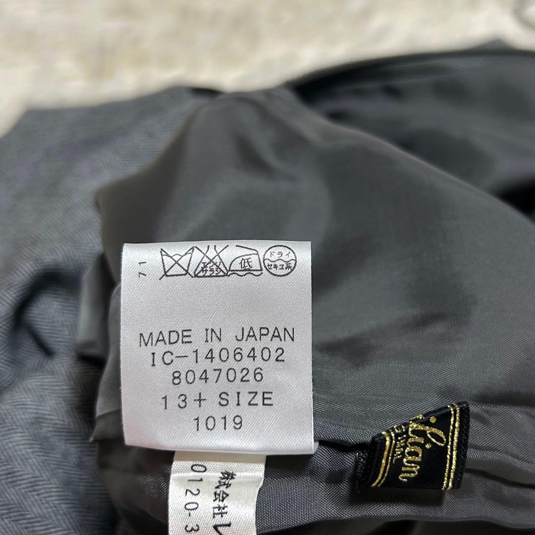 Leilian レリアン 花柄フロッキーワンピース ヘリンボーン 大きいサイズ