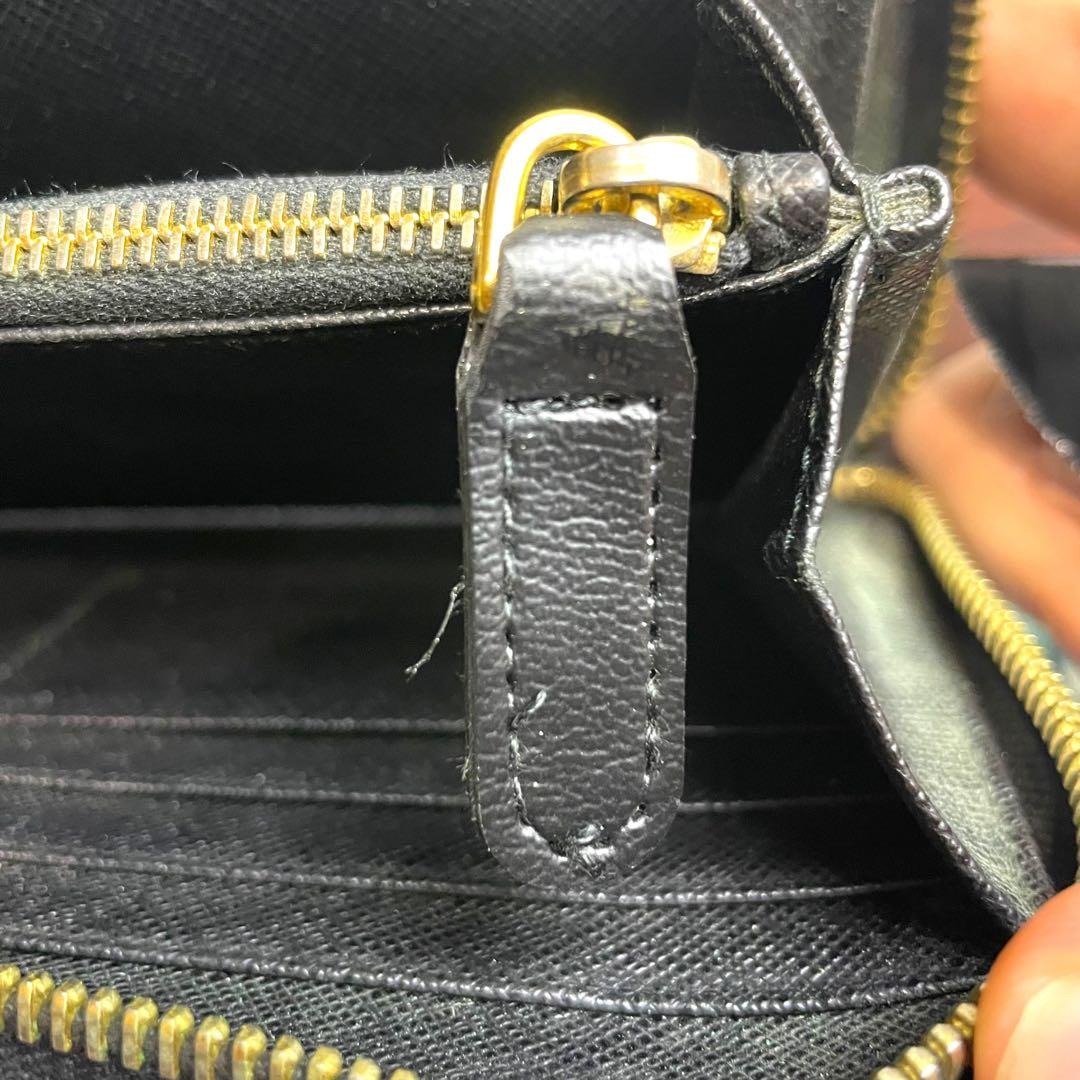 【高級】PRADA プラダ　ラウンドジップ　長財布　レザー　黒　三角ロゴ