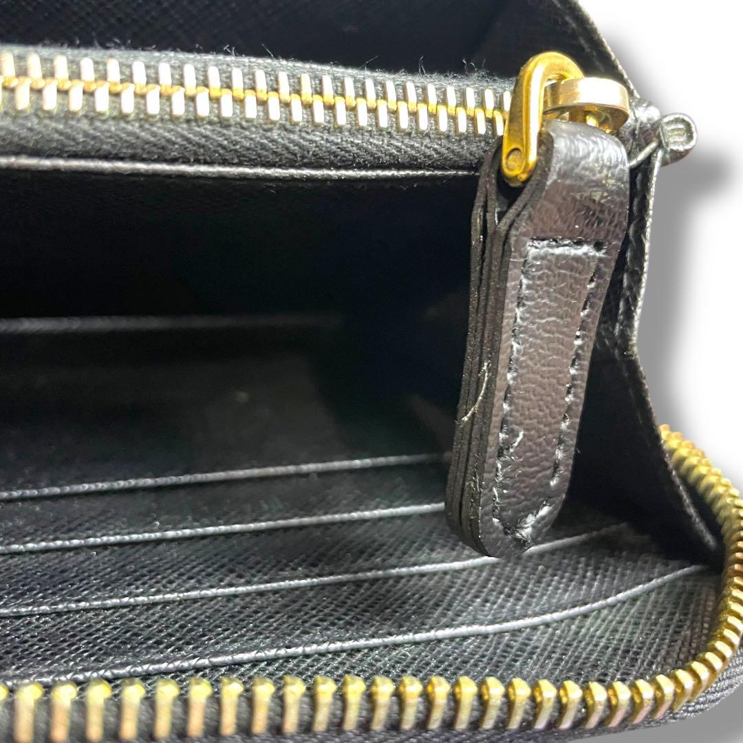 【高級】PRADA プラダ　ラウンドジップ　長財布　レザー　黒　三角ロゴ