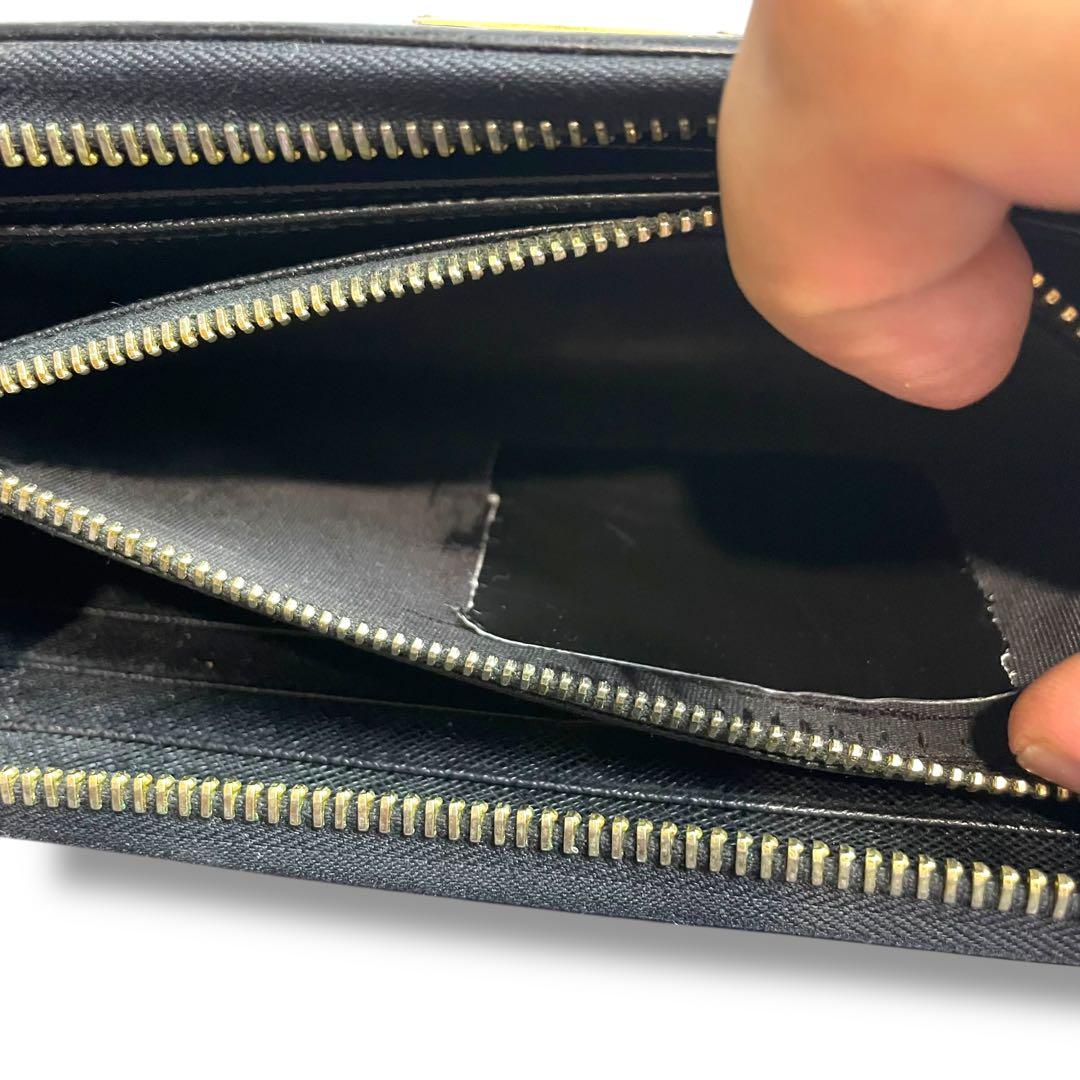 【高級】PRADA プラダ　ラウンドジップ　長財布　レザー　黒　三角ロゴ
