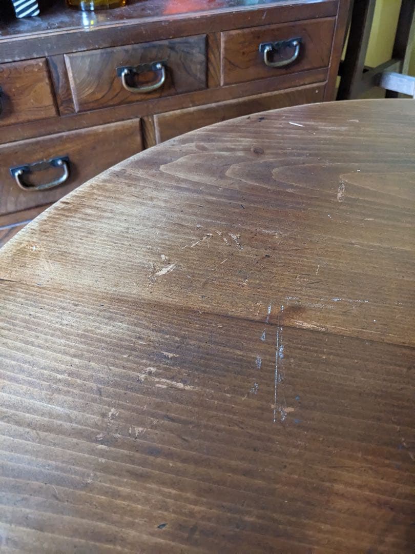 【プロフ必読⭐︎レモン】丸いアンティークローテーブル 木製円形座卓