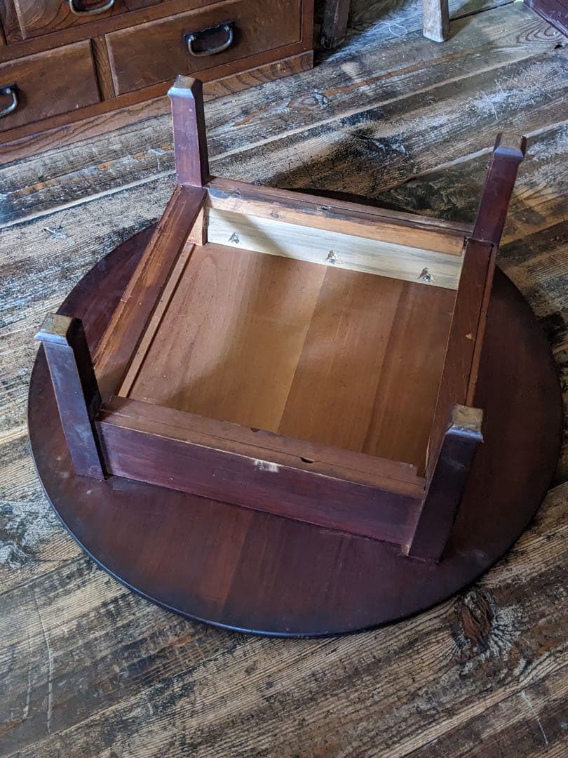 【プロフ必読⭐︎レモン】丸いアンティークローテーブル 木製円形座卓