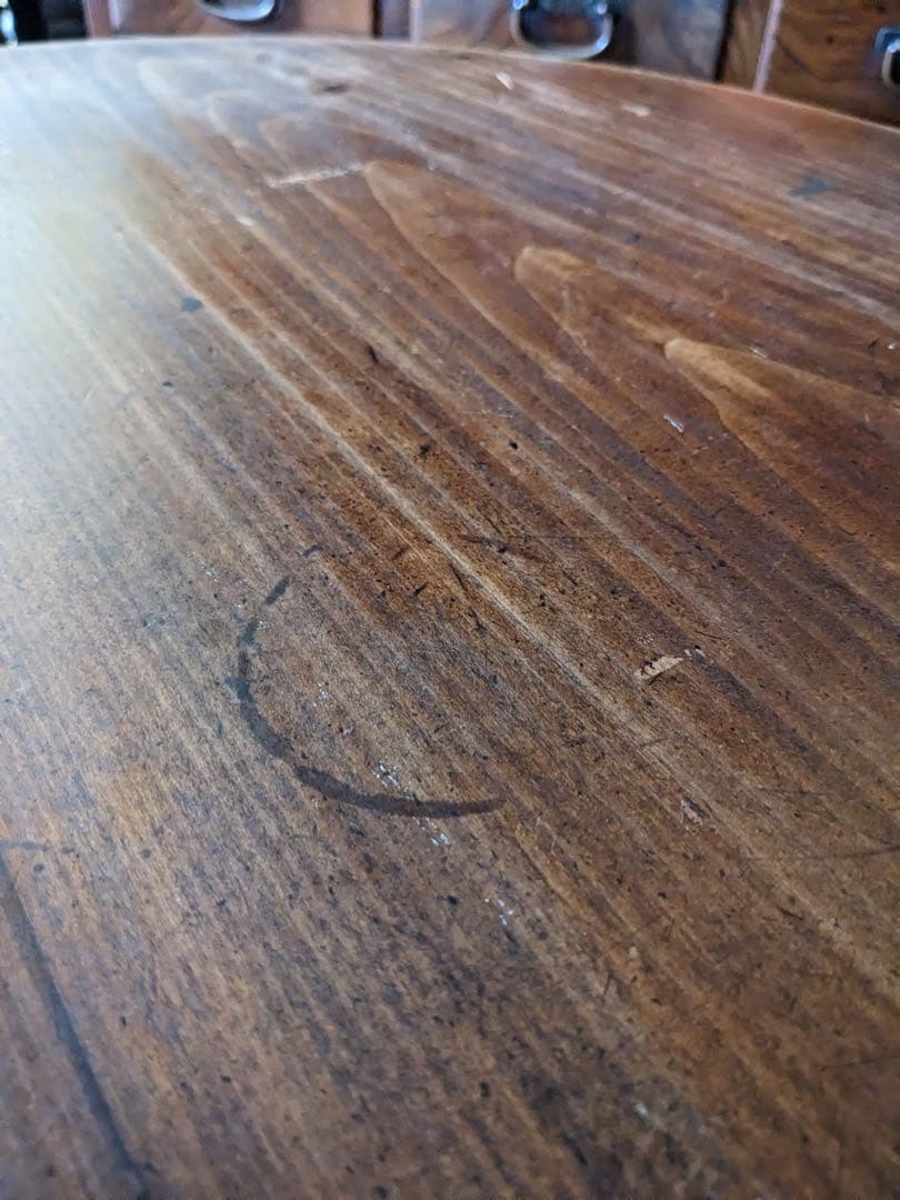 【プロフ必読⭐︎レモン】丸いアンティークローテーブル 木製円形座卓