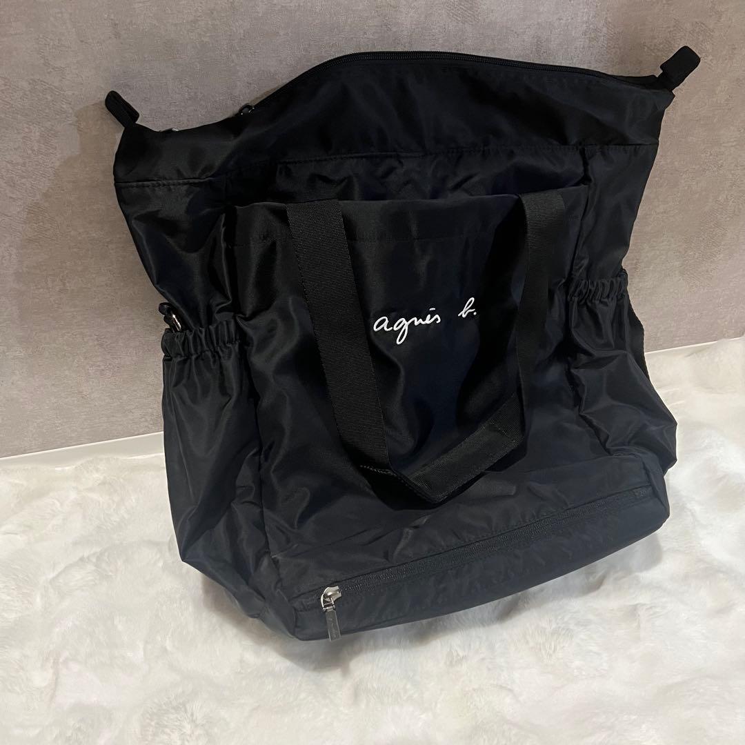 agnès b. ブラック マザーズバッグ おむつ替えマット付き