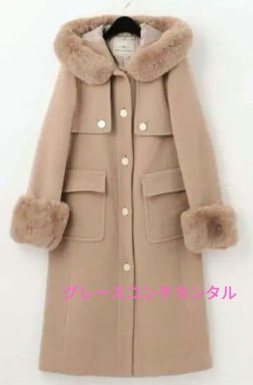 グレースコンチネンタル格安美品定価96800円ファー付フードコート65%オフ