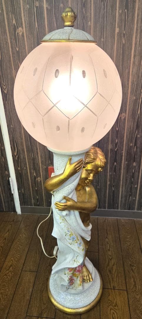 〈たのめる便・現状渡し〉天使 陶器スタンドライト 100V