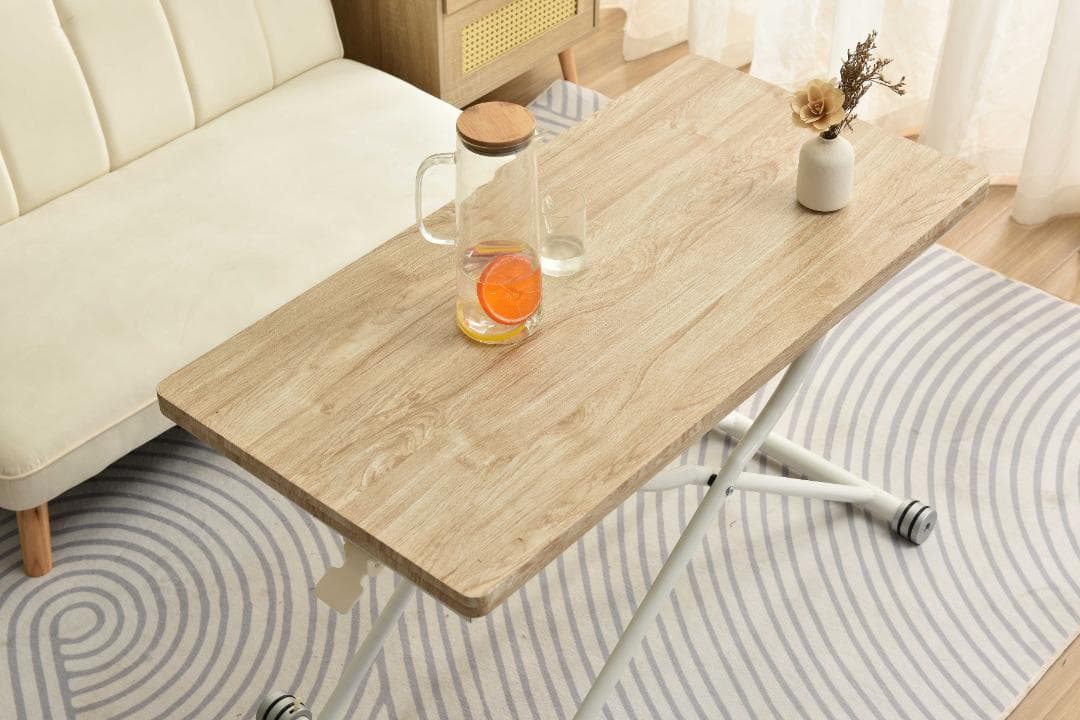 タイムセール！ダイニングテーブル【単品】　ガス圧昇降式テーブル　NATURAL