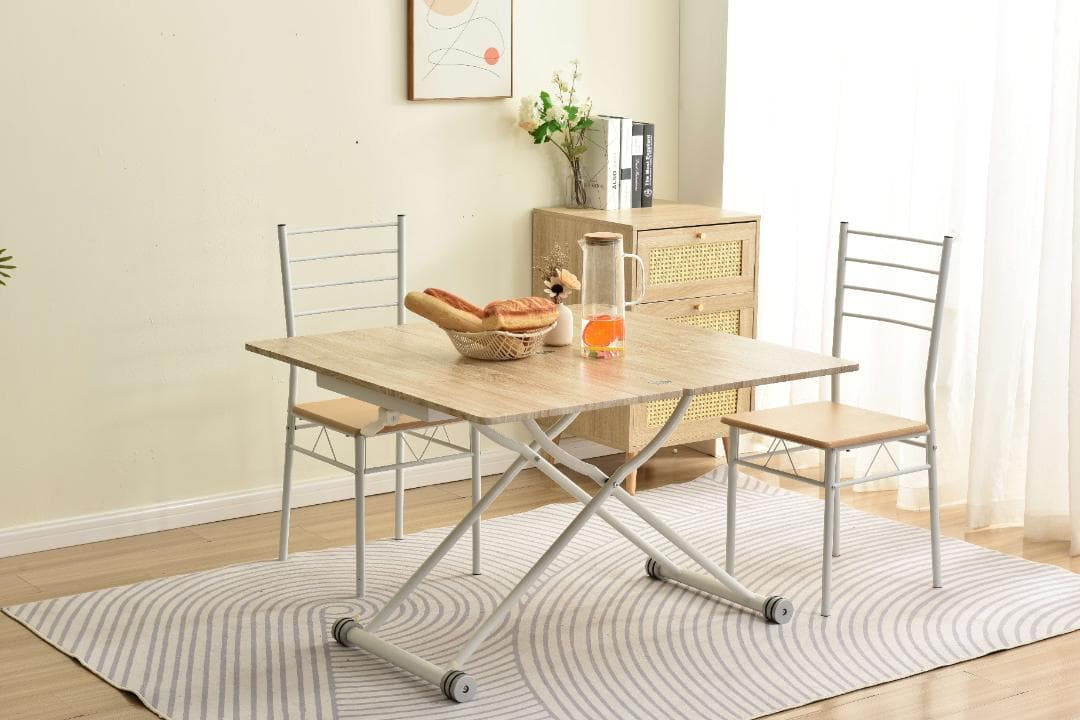 タイムセール！ダイニングテーブル【単品】　ガス圧昇降式テーブル　NATURAL