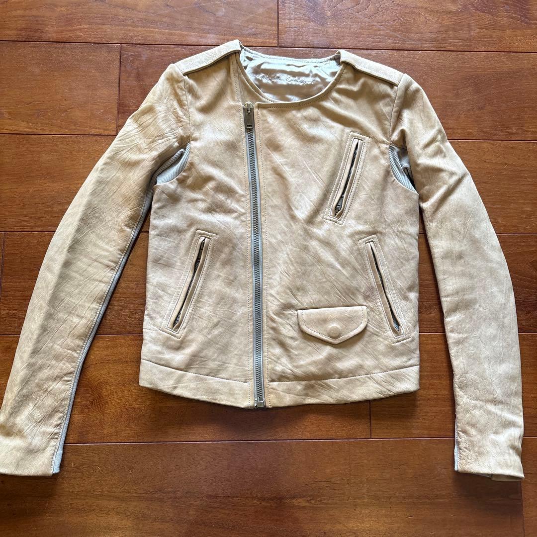 Rick owens リックオウエンス レザージャケット ベージュライダース　s