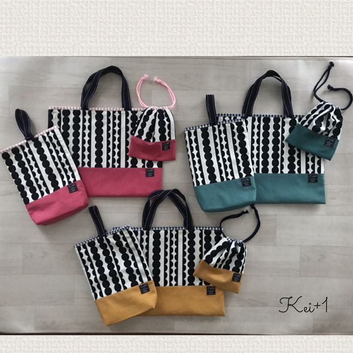 新品ハンドメイド選べる3カラーもくもくストライプ入園入学3点セット