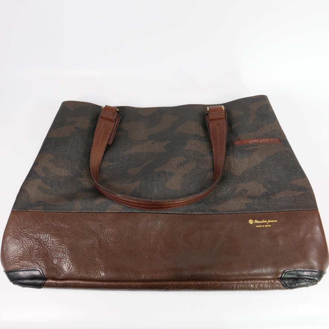 極美品✨マスターピース グロス トートバッグ 迷彩 カモフラ PVC A4可