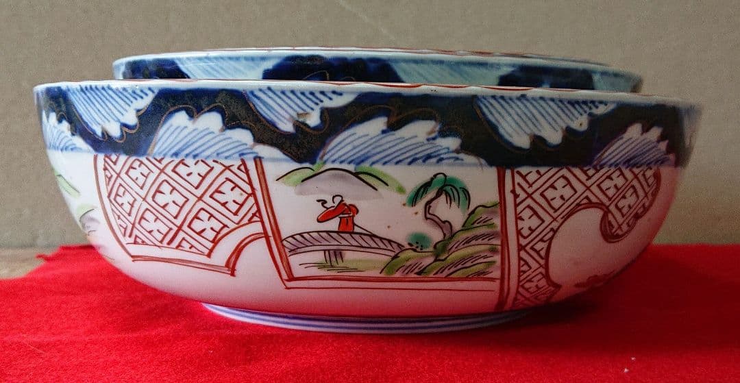 古伊万里三つ丼セット二重高台