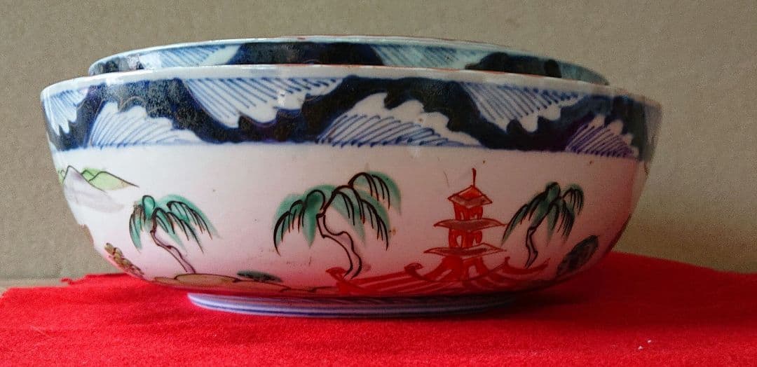 古伊万里三つ丼セット二重高台