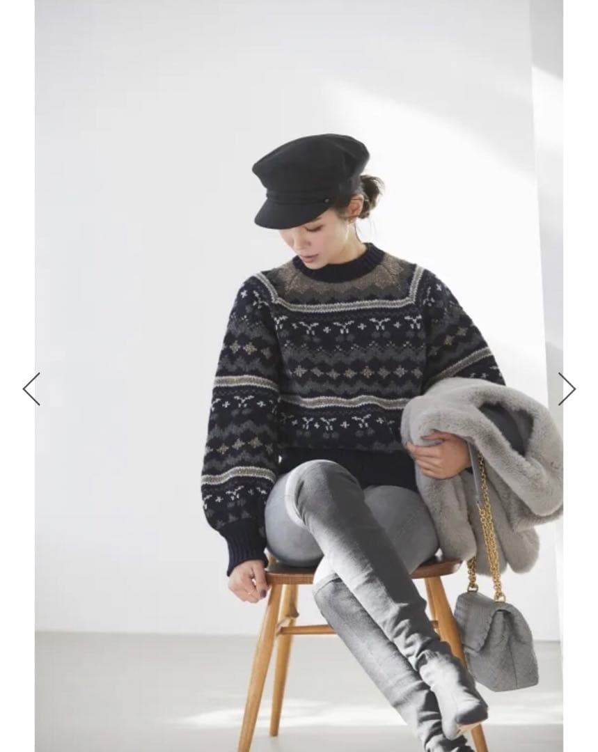 seventen セブンテン チェリージャガードニット